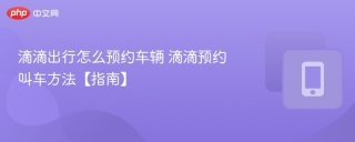 滴滴出行怎么预约车辆 滴滴预约叫车方法【指南】