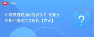 如何修复破损的视频文件 视频文件损坏修复工具教程【方案】 - php中文网