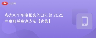 各大APP年度报告入口汇总 2025年度账单查询方法【合集】
