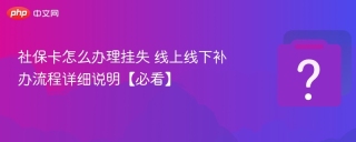 社保卡怎么办理挂失 线上线下补办流程详细说明【必看】