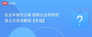 企业年报怎么填 国家企业信用信息公示系统教程【年报】 - php中文网