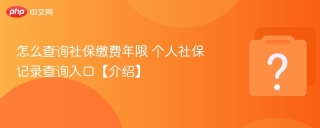 怎么查询社保缴费年限 个人社保记录查询入口【介绍】