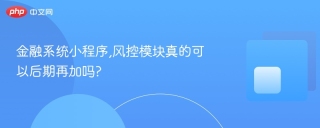 金融系统小程序,风控模块真的可以后期再加吗?