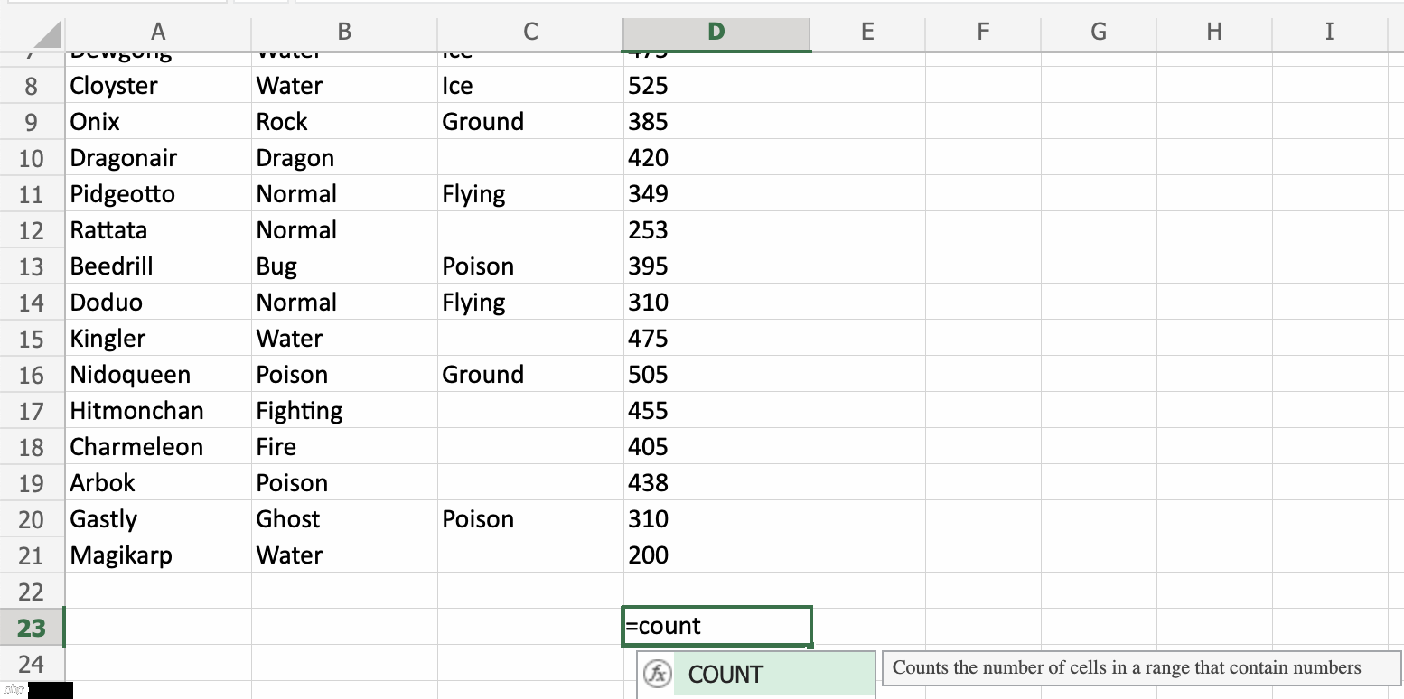 Excel COUNT 函数