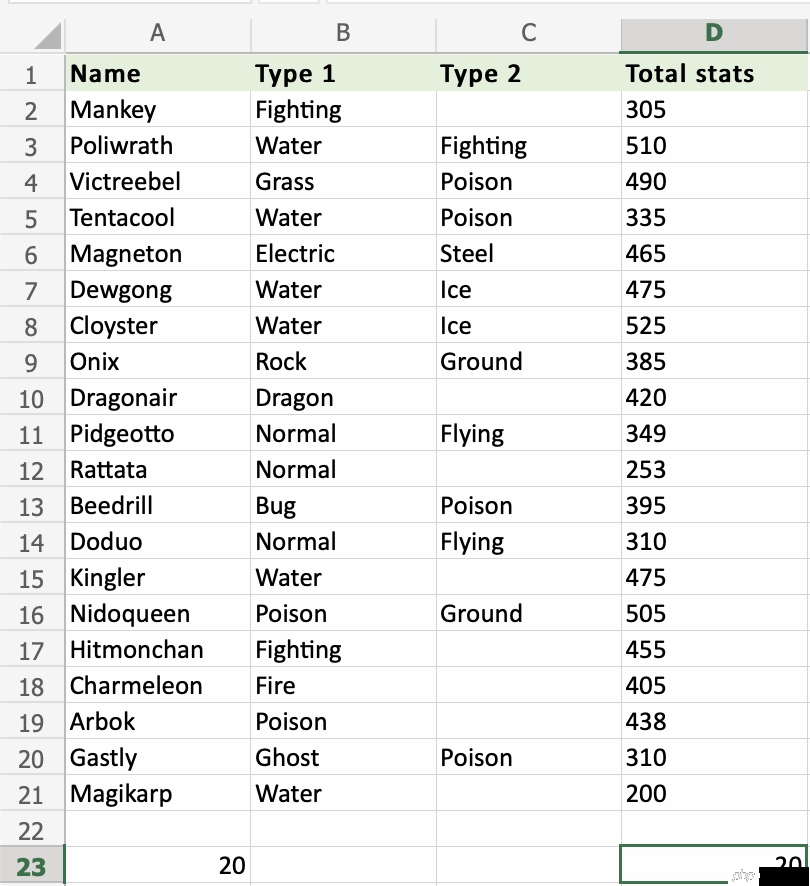 Excel COUNTA 函数