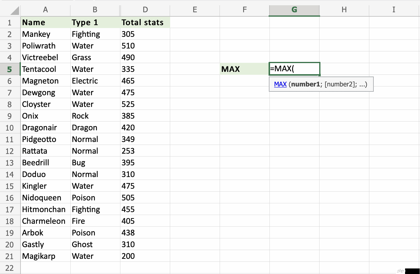 Excel MAX 函数