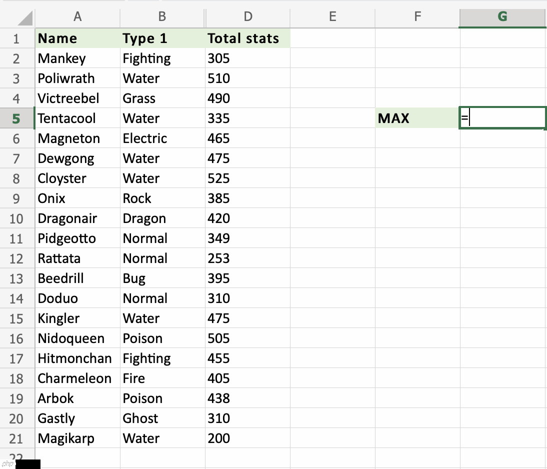 Excel MAX 函数