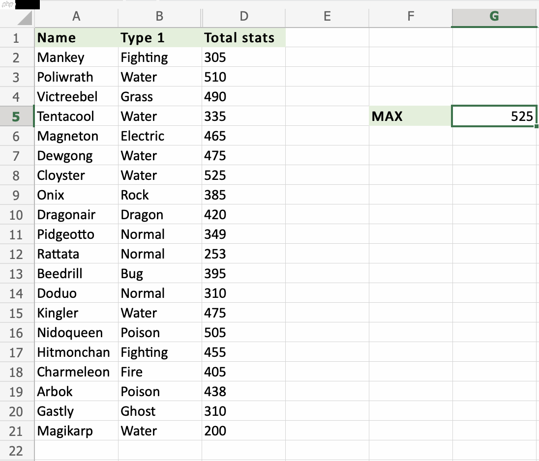 Excel MAX 函数