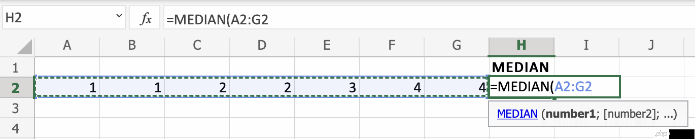Excel MEDIAN 函数