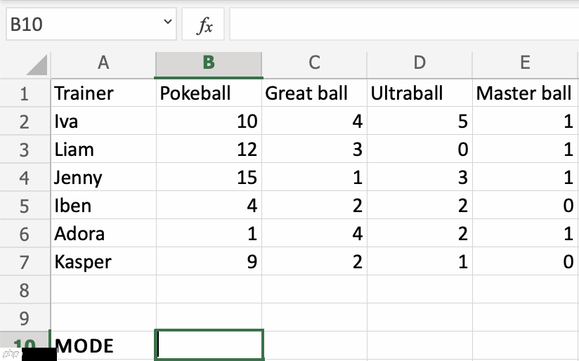 Excel MODE 函数