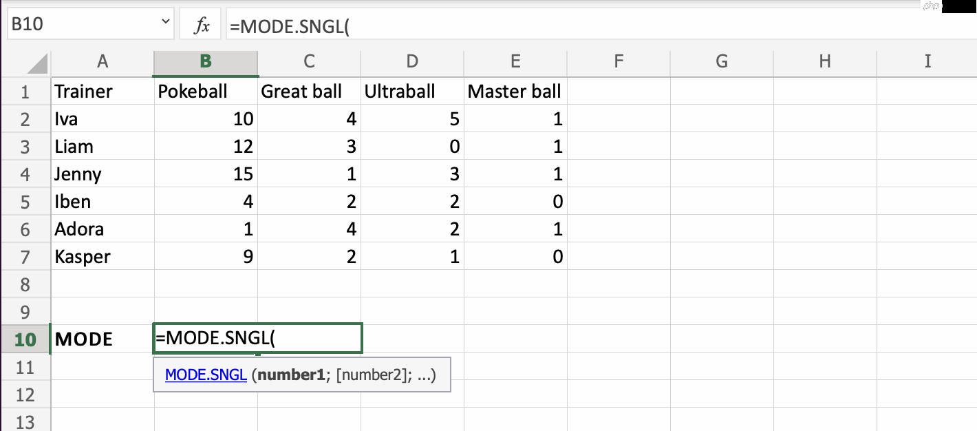 Excel MODE 函数