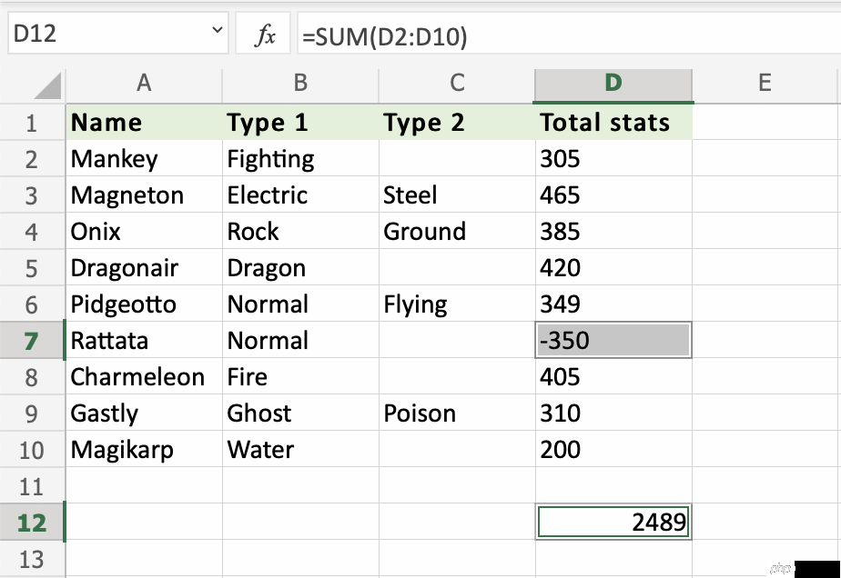 Excel SUM 函数