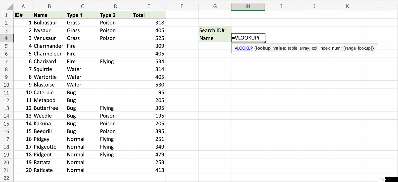 Excel VLOOKUP 函数