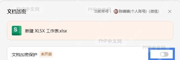 勾选‘启用文档加密’和‘确认为本人账号’选项