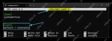 WSL 的 wsl.conf 中同时显示 systemd 和默认用户配置