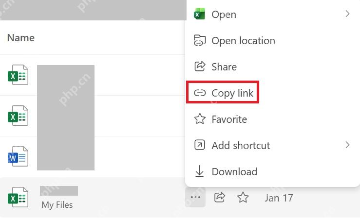 OneDrive 文件右键菜单显示 Copy link，用来重新生成共享链接