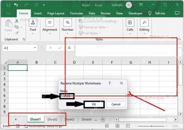 Excel 批量重命名工作表后检查底部工作表标签结果