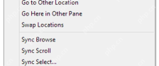 XYplorer Panes 菜单中的 Sync Browse 和 Sync Select
