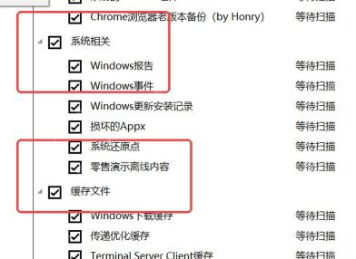 Dism++ 空间回收中的系统报告和缓存类项目