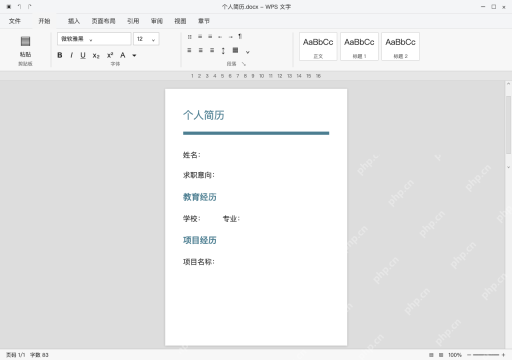 模拟 WPS文字电脑版完整界面：进入文字编辑，把占位内容逐项替换