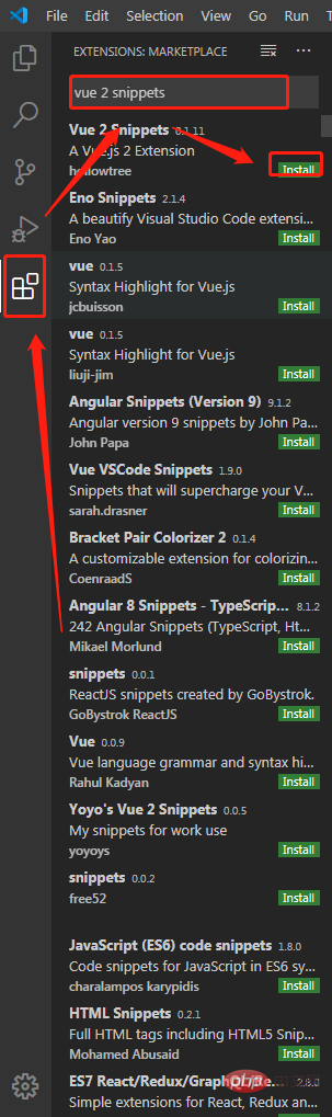 How to install Vue syntax support in VSCode?