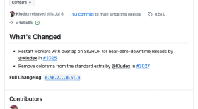 Uvicorn 0.51.0 发布页说明 SIGHUP worker 逐个替换行为