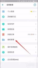 支付宝中文界面：打开授权管理，对应步骤：在信用管理页点“授权管理”。只要看到这个入口，后面的授权应用列表就离得很近了。