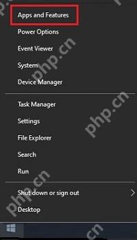 Win10 开始按钮右键菜单中 Apps and Features 应用和功能入口