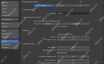Blender Preferences 的 System 页面显示 Cycles Render Devices 设备设置