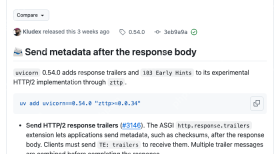 Uvicorn 0.54.0 官方发布记录列出 HTTP/2 trailers 与 Early Hints