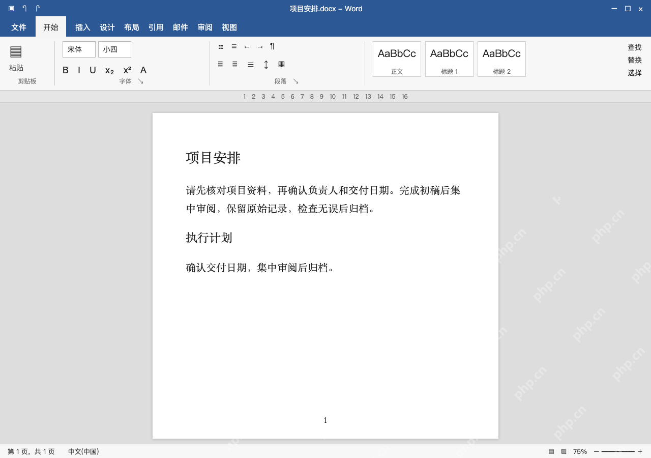 模拟 Microsoft Word 简体中文桌面版完整界面：文件页数与纸面页数分开检查