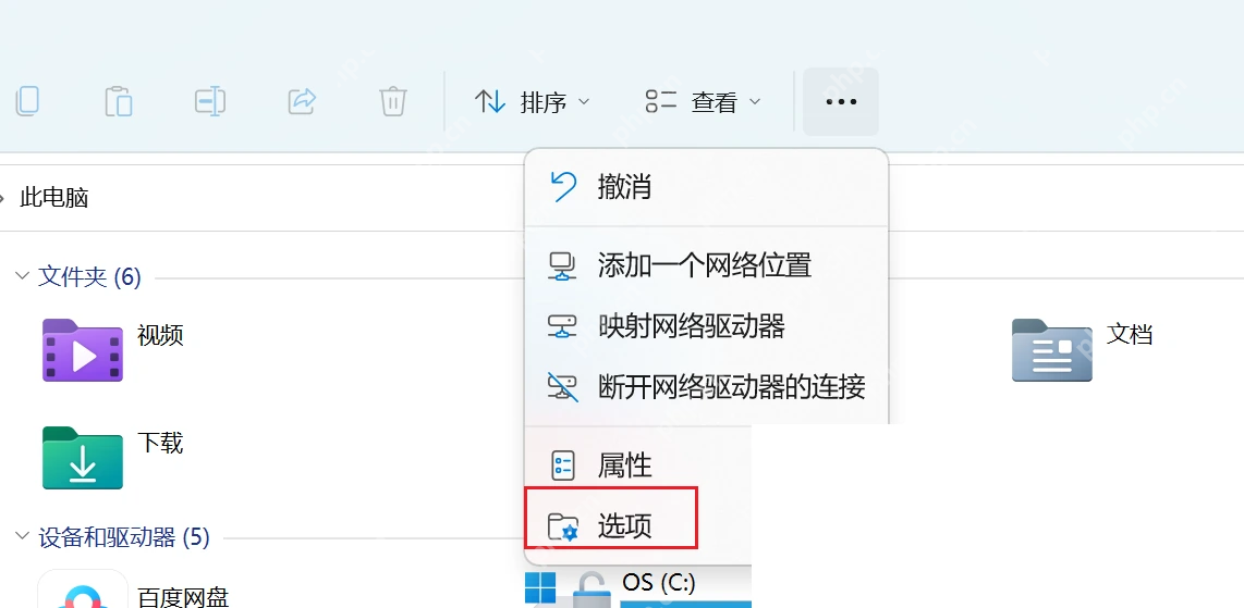 Win11 文件资源管理器菜单中的选项入口