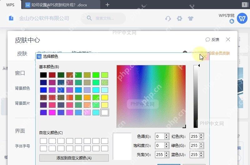 如何设置WPS皮肤和外观?设置效果