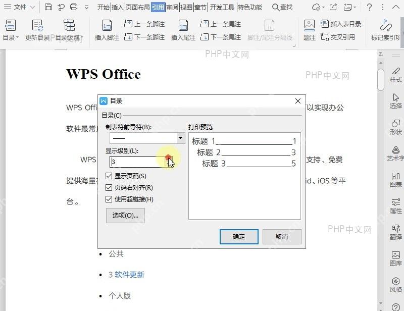 WPS如何自定义目录?设置效果