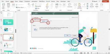 PowerPoint 插入对象窗口中选择由文件创建并点击浏览