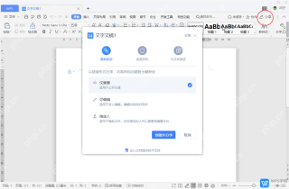 WPS 文档右上角分享入口和云文档权限窗口