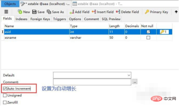 How to set the primary key and auto-increment of data table in mysql