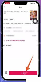 抖音发布页点击发布按钮,用于把视频作品发布到个人主页
