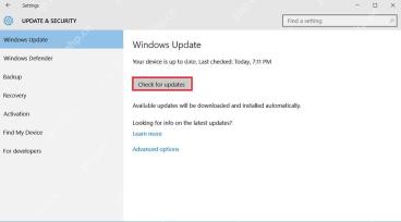 Win10 Windows Update 页面中 Check for updates 按钮被框出