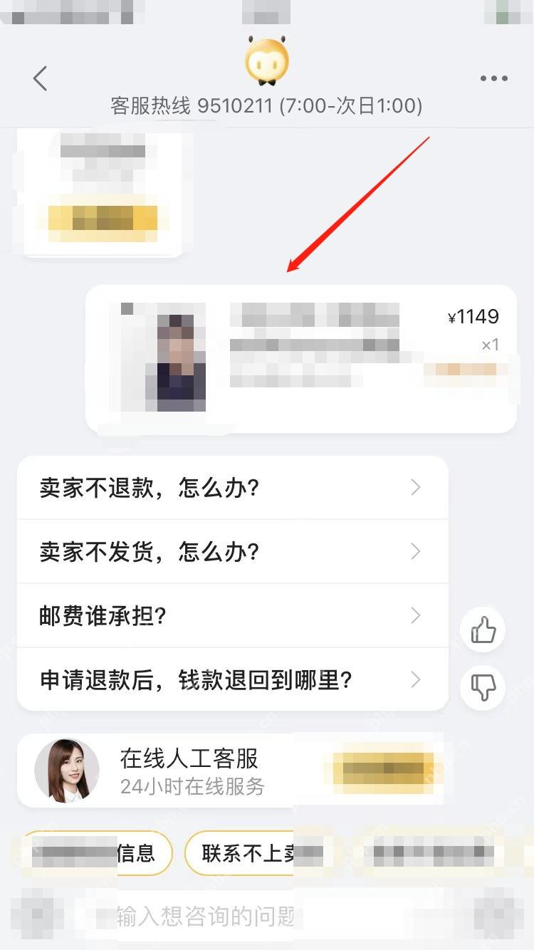 进入客服后，打开对应订单，并选择和退款纠纷相关的问题。