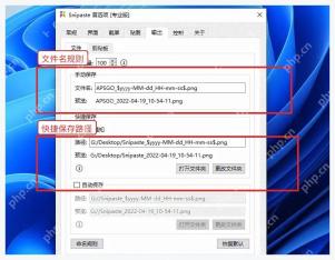 Snipaste 输出页中的命名规则和快捷保存路径