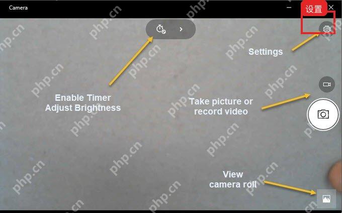 Windows 相机应用右上角设置齿轮入口