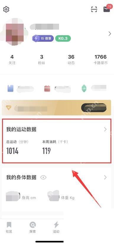 Keep 我的页运动数据卡片