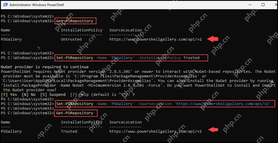 Win11怎么安装PowerShell模块_模块来源与安装范围选择 - php中文网