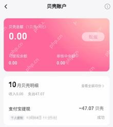 哔哩哔哩贝壳账户和支付宝提现记录