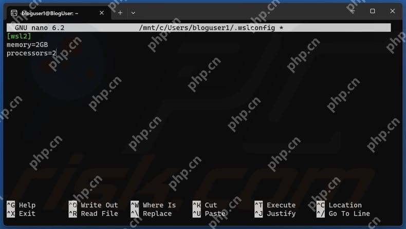 WSL 中编辑 .wslconfig 的 memory 与 processors 项