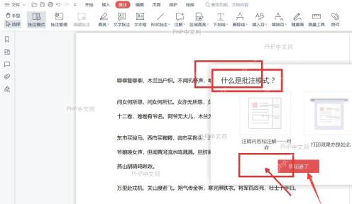 WPS PDF 首次进入批注模式时确认提示窗口
