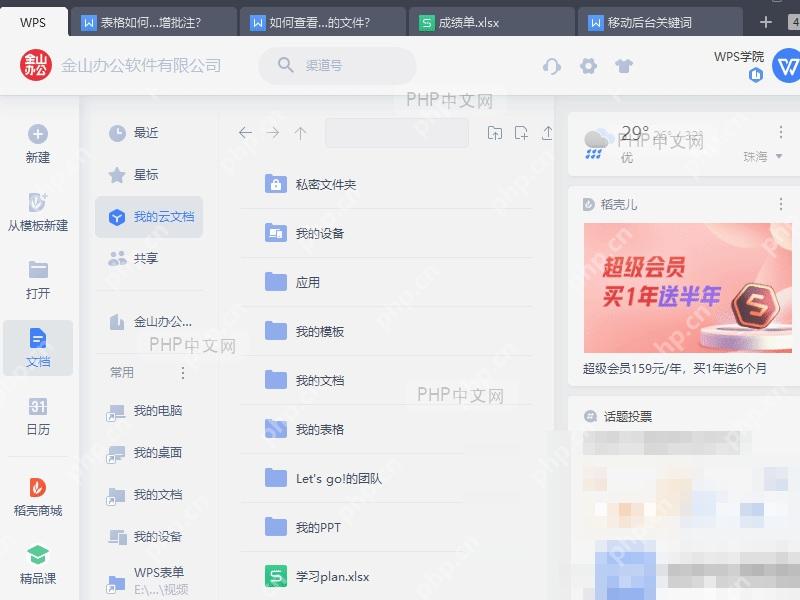 WPS云文档文件列表