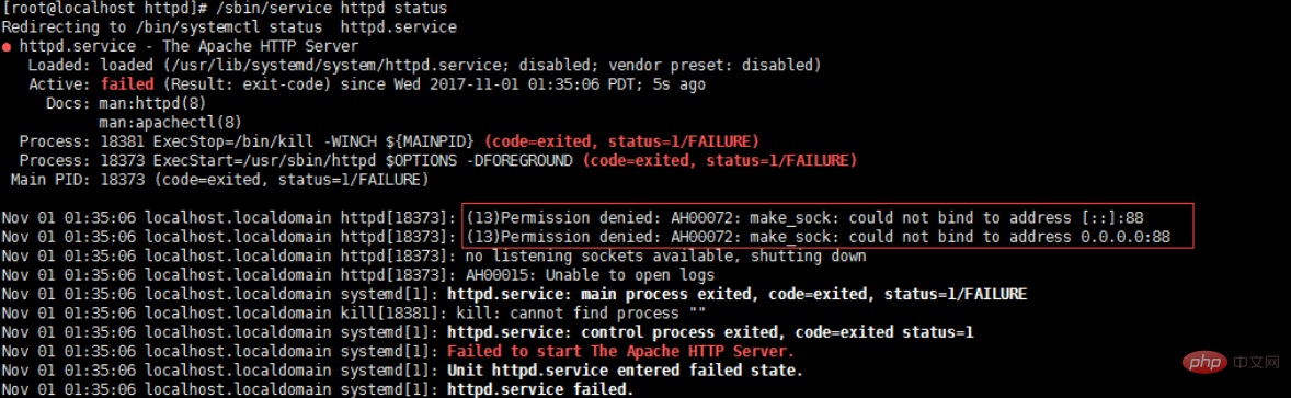 Solution to Centos httpd startup failure