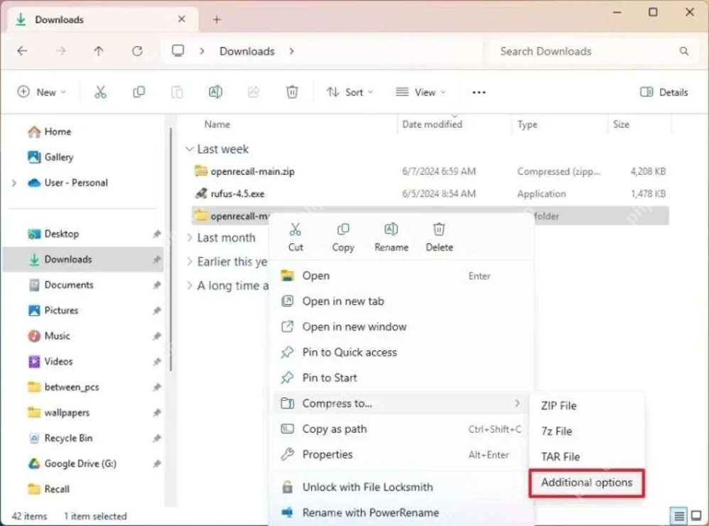 Win11怎么使用系统自带功能压缩为7Z文件：需要细调时点 Additional options